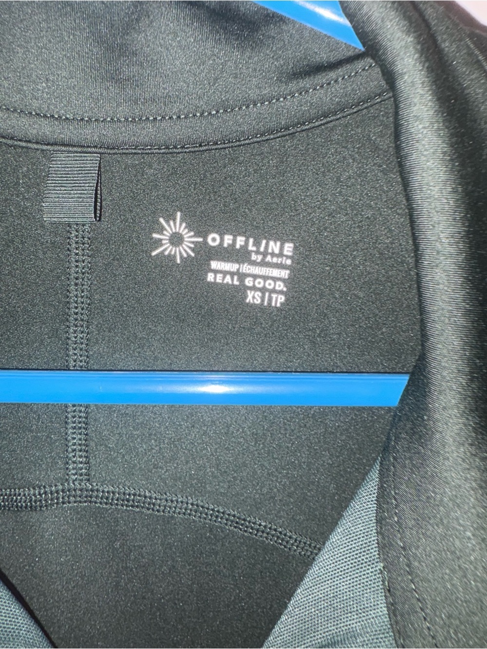 aerie offline Dark Green fleece lined Quarter-Zip - Picture 2 of 8